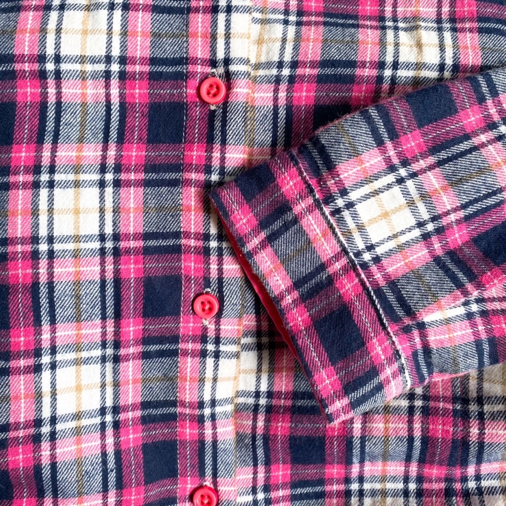 💕 EVERYDAY WEAR PINK BLUE WHITE PLAID FALL SHIRT! - Picture 7 of 13